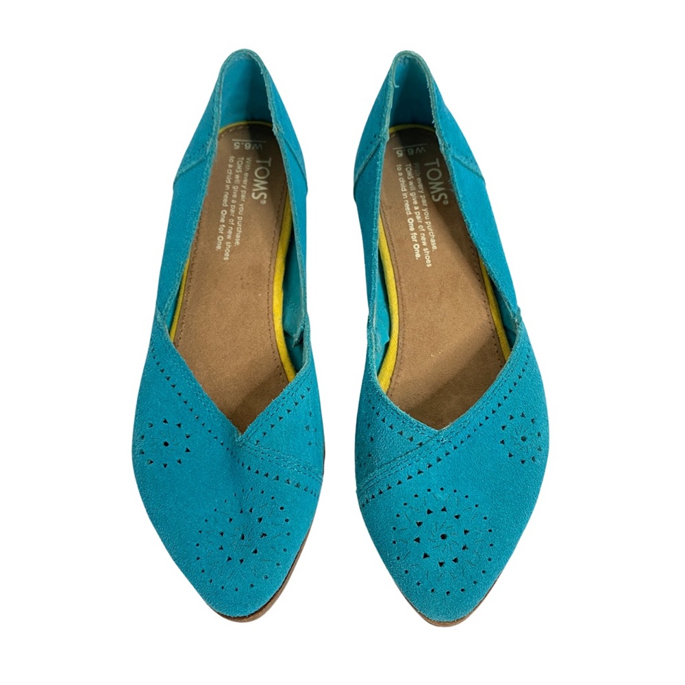Toms Turquoise Suede Perforated Jutti Flat